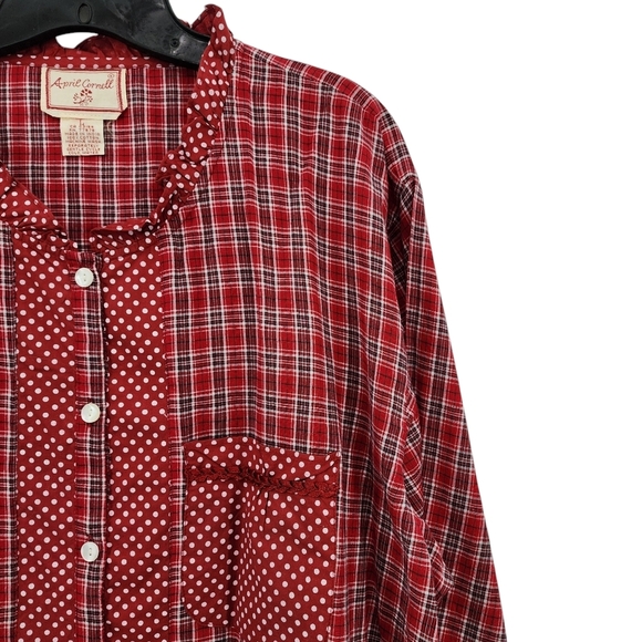 April Cornell Women's Vintage 100% Cotton Mixed Print Button Down Shirt - L - Picture 2 of 8